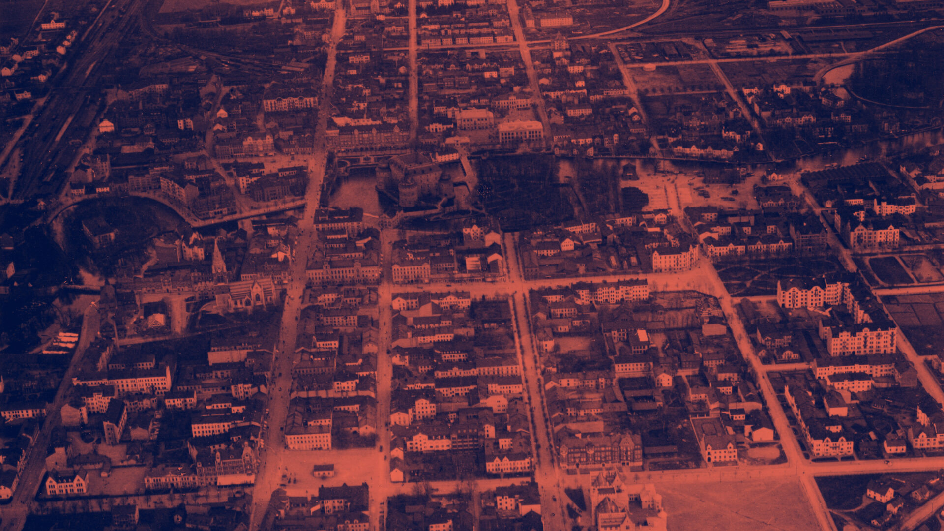 Flygbild över Örebro, 1920-tal